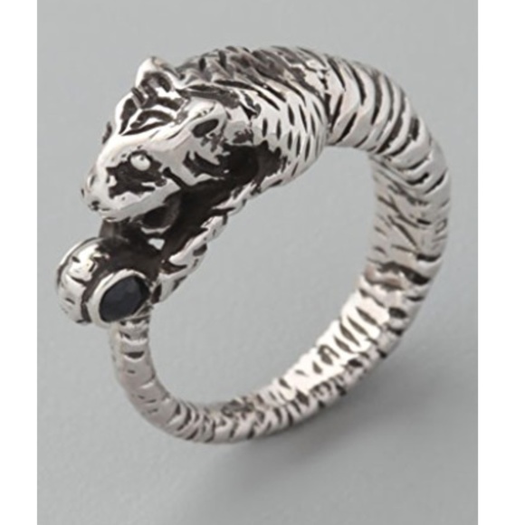 Elizabeth & James Sterling Silver 925 Cat Tiger Ring size 6 1/4 - Picture 4 of 4